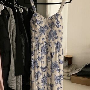 As U Wish Blue and White Floral Maxi Dress